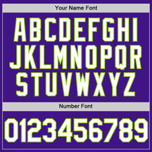 Load image into Gallery viewer, Custom Purple White-Neon Green Authentic Throwback Baseball Jersey