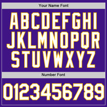 Load image into Gallery viewer, Custom Purple White-Gold Authentic Throwback Baseball Jersey