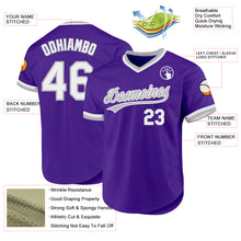 Load image into Gallery viewer, Custom Purple White-Gray Authentic Throwback Baseball Jersey