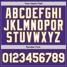 Load image into Gallery viewer, Custom Purple White-Gold Authentic Throwback Basketball Jersey