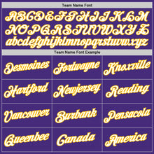 Load image into Gallery viewer, Custom Purple White-Gold Authentic Throwback Basketball Jersey