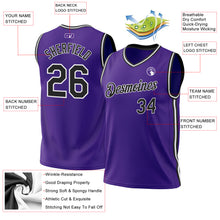 Load image into Gallery viewer, Custom Purple Black-White Authentic Throwback Basketball Jersey