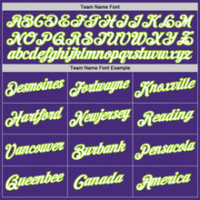 Load image into Gallery viewer, Custom Purple White-Neon Green Authentic Throwback Basketball Jersey