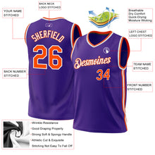 Load image into Gallery viewer, Custom Purple Orange-White Authentic Throwback Basketball Jersey