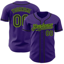 Load image into Gallery viewer, Custom Purple Black-Neon Green Authentic Baseball Jersey