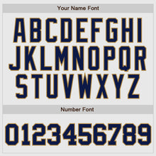 Load image into Gallery viewer, Custom White Navy Pinstripe Navy-Old Gold Authentic Raglan Sleeves Baseball Jersey