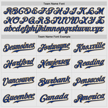 Load image into Gallery viewer, Custom White Royal Pinstripe Royal-Old Gold Authentic Raglan Sleeves Baseball Jersey