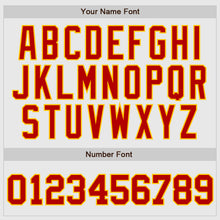 Load image into Gallery viewer, Custom White Red Pinstripe Red-Gold Authentic Raglan Sleeves Baseball Jersey