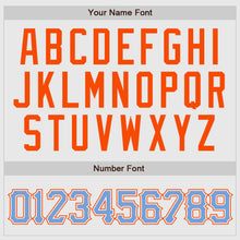 Load image into Gallery viewer, Custom White Light Blue Pinstripe Light Blue-Orange Authentic Raglan Sleeves Baseball Jersey