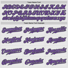Load image into Gallery viewer, Custom White Purple Pinstripe Purple-Gray Authentic Raglan Sleeves Baseball Jersey