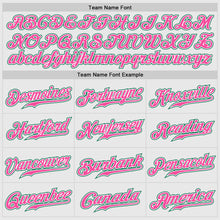 Load image into Gallery viewer, Custom White Kelly Green Pinstripe Kelly Green-Pink Authentic Raglan Sleeves Baseball Jersey