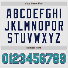 Load image into Gallery viewer, Custom White Aqua Pinstripe Aqua-Navy Authentic Raglan Sleeves Baseball Jersey