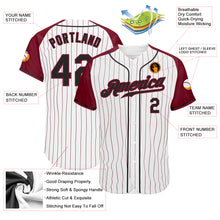 Load image into Gallery viewer, Custom White Crimson Pinstripe Black-Crimson Authentic Raglan Sleeves Baseball Jersey