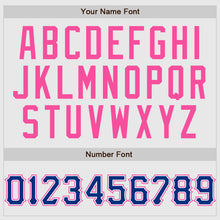 Load image into Gallery viewer, Custom White Pink Pinstripe Royal-Pink Authentic Raglan Sleeves Baseball Jersey