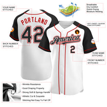 Load image into Gallery viewer, Custom White Black-Red Authentic Raglan Sleeves Baseball Jersey