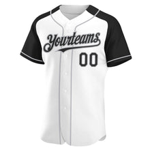Load image into Gallery viewer, Custom White Black-Gray Authentic Raglan Sleeves Baseball Jersey