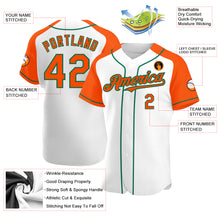 Load image into Gallery viewer, Custom White Orange-Kelly Green Authentic Raglan Sleeves Baseball Jersey