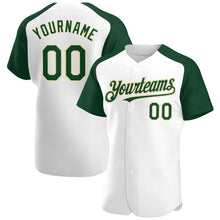 Load image into Gallery viewer, Custom White Green-City Cream Authentic Raglan Sleeves Baseball Jersey