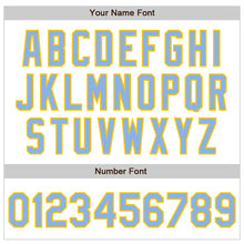 Load image into Gallery viewer, Custom White Light Blue-Yellow Authentic Raglan Sleeves Baseball Jersey