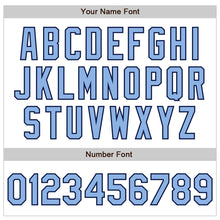 Load image into Gallery viewer, Custom White Light Blue-Navy Authentic Raglan Sleeves Baseball Jersey