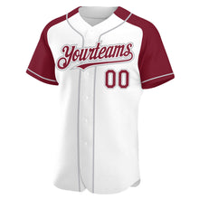 Load image into Gallery viewer, Custom White Crimson-Gray Authentic Raglan Sleeves Baseball Jersey