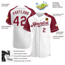 Load image into Gallery viewer, Custom White Crimson-Gray Authentic Raglan Sleeves Baseball Jersey