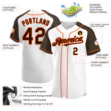 Load image into Gallery viewer, Custom White Brown-Orange Authentic Raglan Sleeves Baseball Jersey