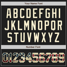 Load image into Gallery viewer, Custom Black Vintage USA Flag Crimson-Cream Authentic Raglan Sleeves Baseball Jersey