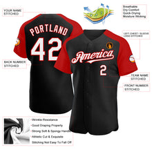 Load image into Gallery viewer, Custom Black White-Red Authentic Raglan Sleeves Baseball Jersey