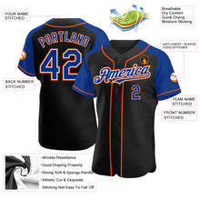 Load image into Gallery viewer, Custom Black Royal-Orange Authentic Raglan Sleeves Baseball Jersey