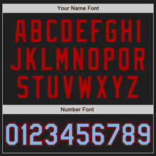 Load image into Gallery viewer, Custom Black Light Blue-Red Authentic Raglan Sleeves Baseball Jersey