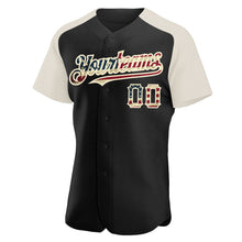 Load image into Gallery viewer, Custom Black Vintage USA Flag-Cream Authentic Raglan Sleeves Baseball Jersey