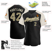 Load image into Gallery viewer, Custom Black Camo-Cream Authentic Raglan Sleeves Baseball Jersey