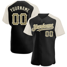 Load image into Gallery viewer, Custom Black Camo-Cream Authentic Raglan Sleeves Baseball Jersey