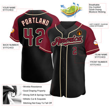 Load image into Gallery viewer, Custom Black Crimson-City Cream Authentic Raglan Sleeves Baseball Jersey