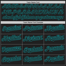 Load image into Gallery viewer, Custom Black Teal Authentic Raglan Sleeves Baseball Jersey