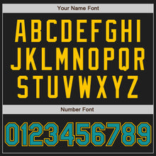 Load image into Gallery viewer, Custom Black Teal-Yellow Authentic Raglan Sleeves Baseball Jersey