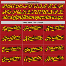 Load image into Gallery viewer, Custom Red Gold-Black Authentic Raglan Sleeves Baseball Jersey