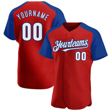 Load image into Gallery viewer, Custom Red White-Royal Authentic Raglan Sleeves Baseball Jersey