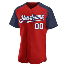 Load image into Gallery viewer, Custom Red White-Navy Authentic Raglan Sleeves Baseball Jersey
