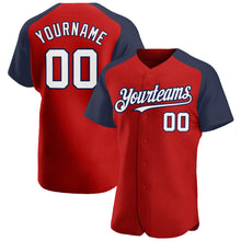 Load image into Gallery viewer, Custom Red White-Navy Authentic Raglan Sleeves Baseball Jersey