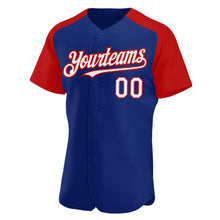 Load image into Gallery viewer, Custom Royal White-Red Authentic Raglan Sleeves Baseball Jersey