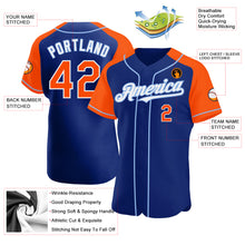 Load image into Gallery viewer, Custom Royal Orange-Light Blue Authentic Raglan Sleeves Baseball Jersey