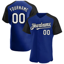 Load image into Gallery viewer, Custom Royal White-Black Authentic Raglan Sleeves Baseball Jersey