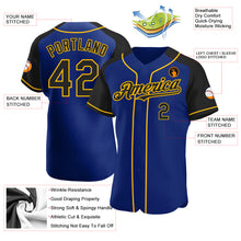 Load image into Gallery viewer, Custom Royal Black-Gold Authentic Raglan Sleeves Baseball Jersey