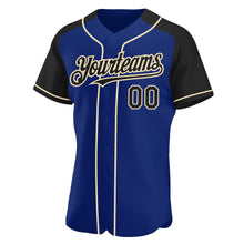 Load image into Gallery viewer, Custom Royal Black-City Cream Authentic Raglan Sleeves Baseball Jersey