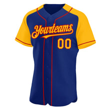 Load image into Gallery viewer, Custom Royal Gold-Red Authentic Raglan Sleeves Baseball Jersey