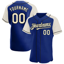 Load image into Gallery viewer, Custom Royal Cream-Black Authentic Raglan Sleeves Baseball Jersey