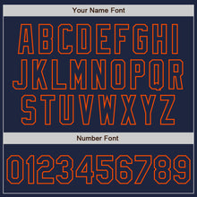 Load image into Gallery viewer, Custom Navy Orange Authentic Raglan Sleeves Baseball Jersey