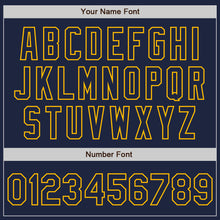 Load image into Gallery viewer, Custom Navy Gold Authentic Raglan Sleeves Baseball Jersey